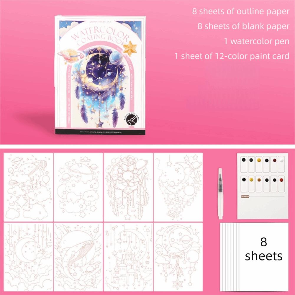 Decompression Coloring Book Set Tri-fold Drawing Notebook New Art Painting Book  Art Painting