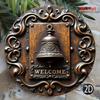 Vintage Floral Welcome Bell Metal Wall Art Indoor Outdoor Decor