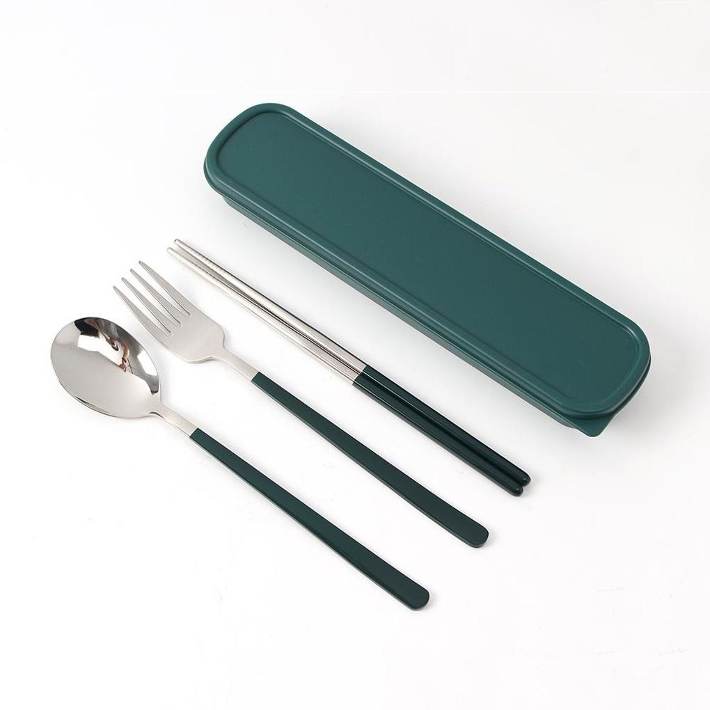 Silver Table Portable Spoon and Fork Set (Green)