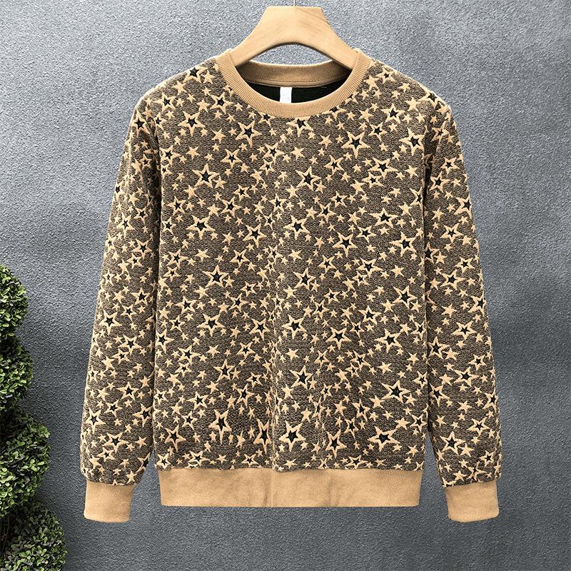 Gan Pi Shuai Men s Trendy Long Sleeve Hoodie - Round Neck, Autumn/Spring 2024