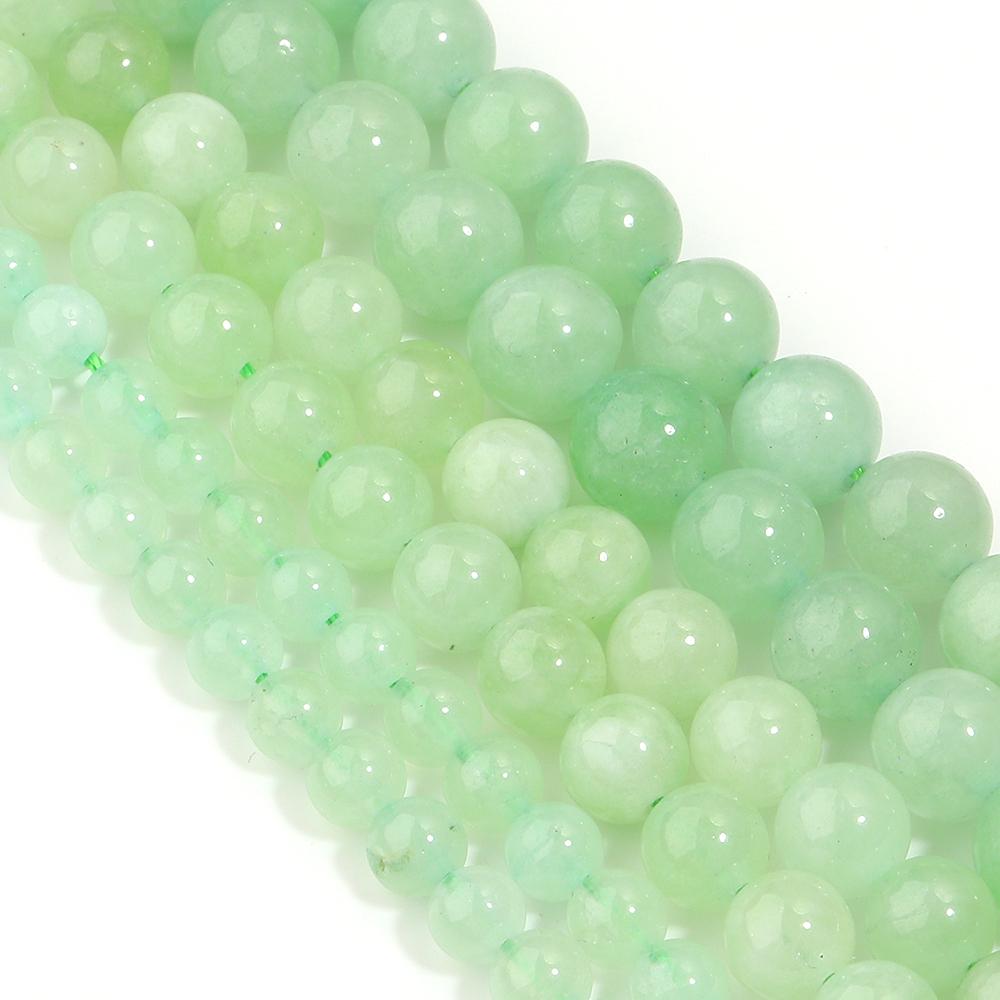 1 Strand 6 8 10mm Natural Stone Beads Green Jade Round Loose Gemstone Beads For Jewelry Making DIY Bracelet Necklace Accessories