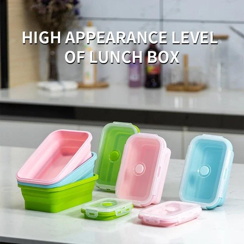 Collapsible Silicone Lunch Box Portable Bento Box Food Storage Containers Household Outdoor Dinnerware Microwavable Lunchbox