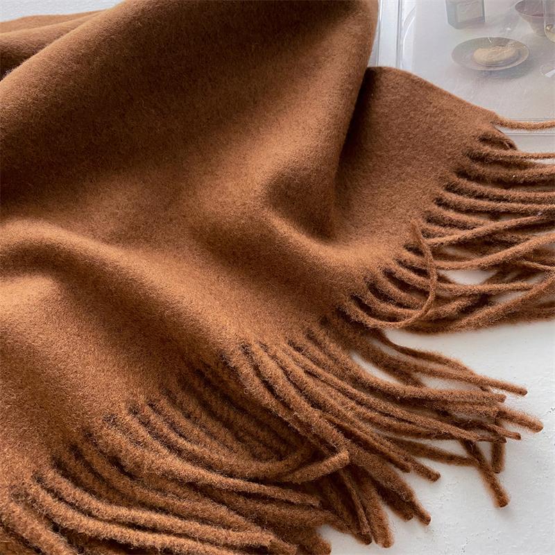 2025 Winter Wollschal für Damen Langer Warmer Kaschmirschal Hijab Einfaches Damen Schal Wickeltuch Weibliches Pashmina Bandana Kopftücher Neu