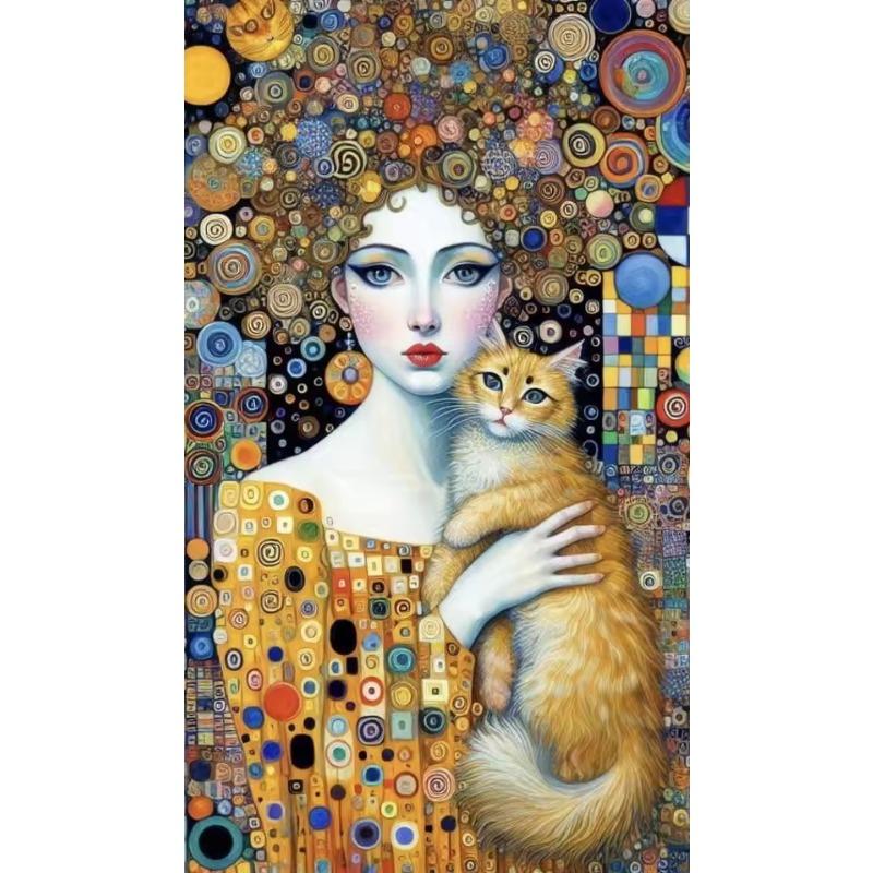 

Абстрактная женщина и кошка, холст, настенное искусство, искусство Густава Климта, элегантная девушка, принты для офиса, гостиной, домашнего декора 21cm×30cm NoFrame
