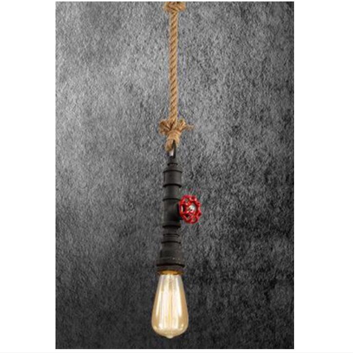 DIY лофт ретро индустриальный винтаж стимпанк водопровод красочный подвесной светильник e27 пеньковая веревка свет чёрный