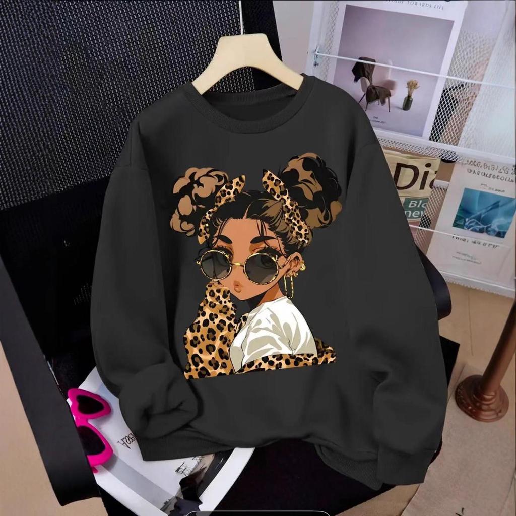 Women's Casual American Retro Sunglasses Print Hoodie