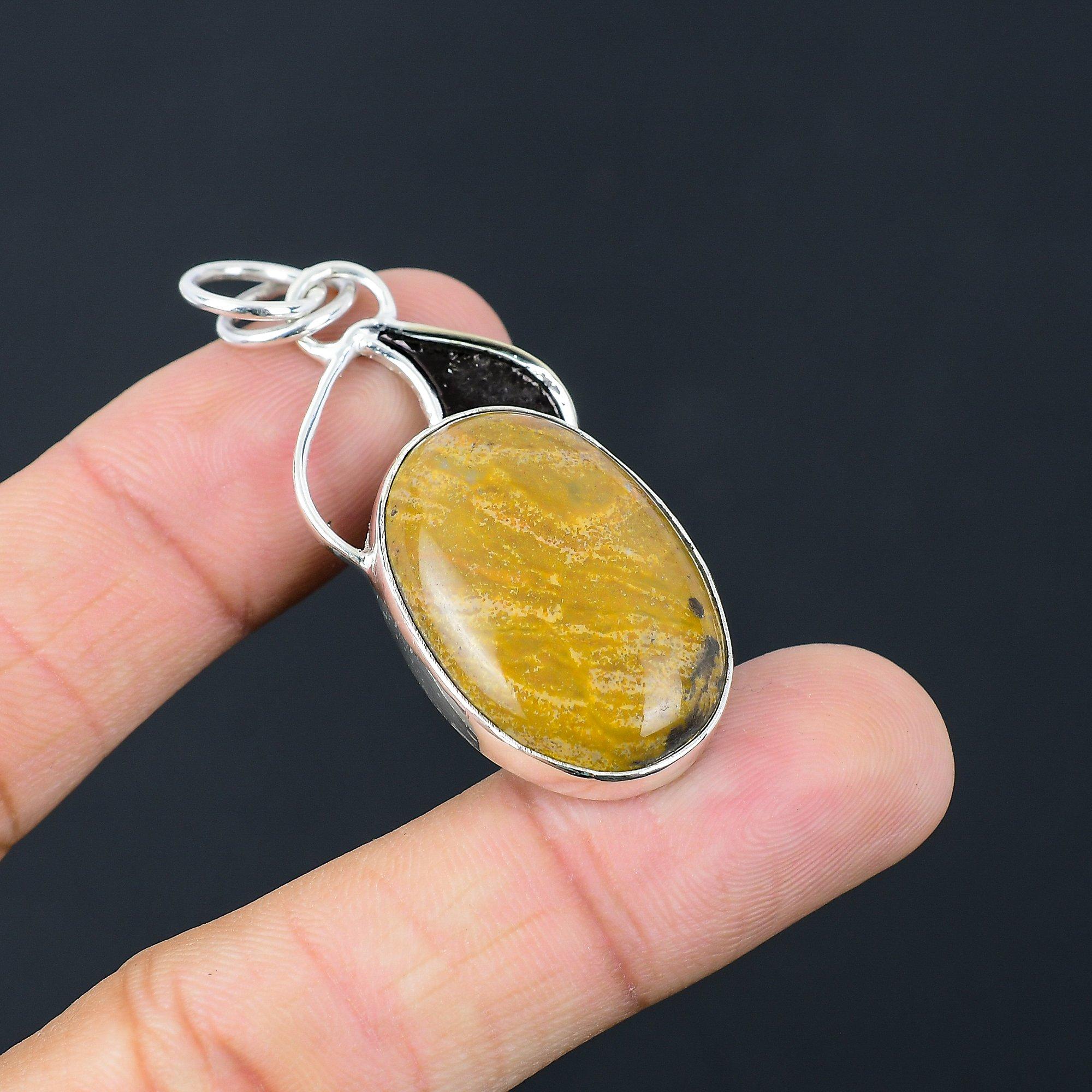 

Gift For Her 925 Sterling Silver Natural Ocean Jasper Gemstone Jewelry Pendant