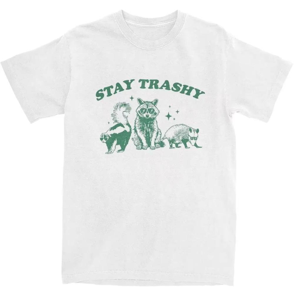 Retro Raccoon Opossum Skunk Meme Shirts Merch for Stay Trashy Funny T-shirt Short Sleeve Clothing Birthday Gift