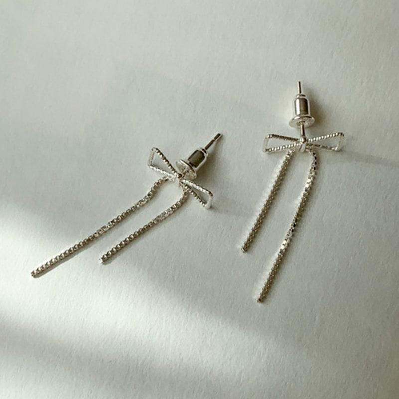 ACOOPU [925 silver]comely ribbon earrings