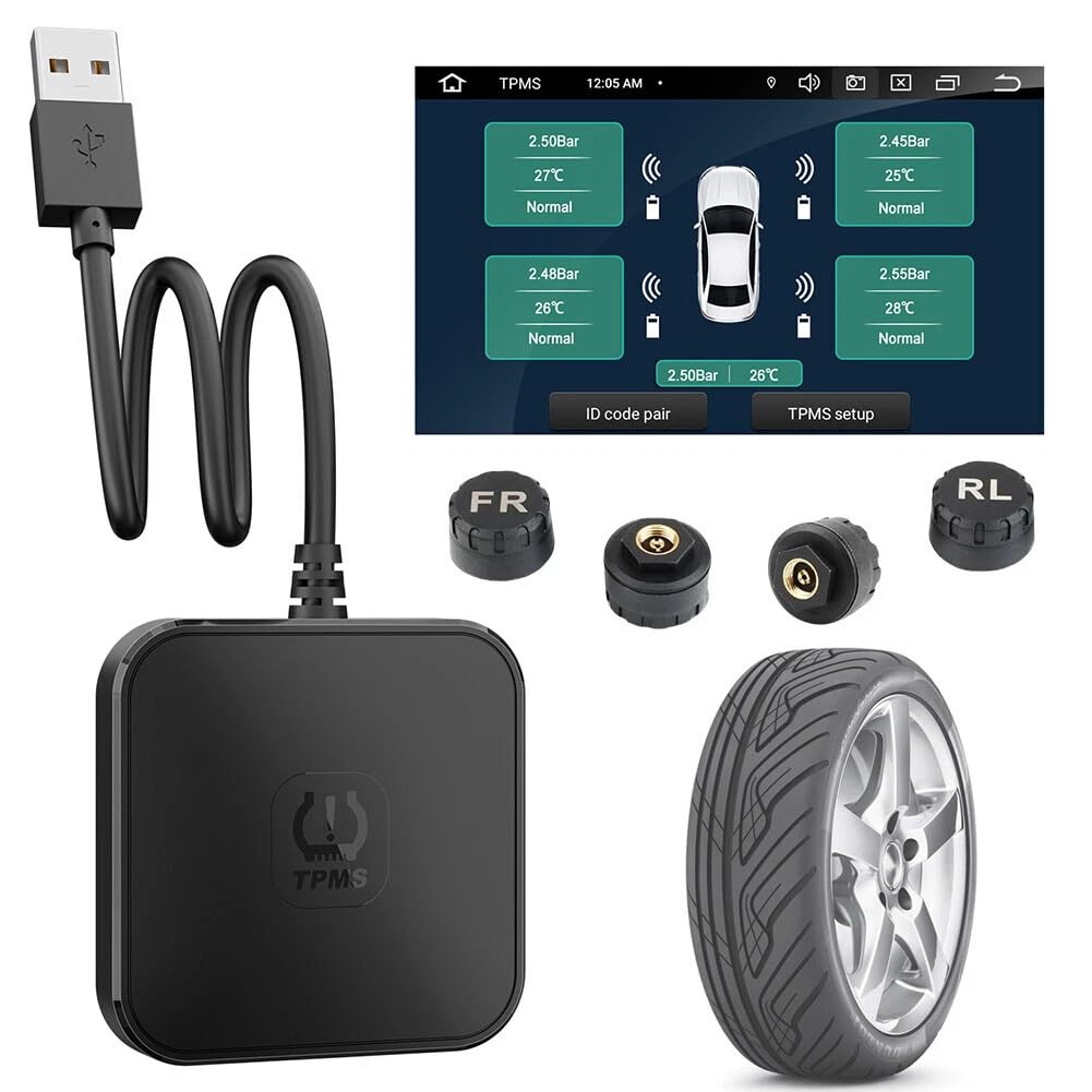 

Stynxro Tire Pressure Sensor for Android Navigation, TPMS 4 External Sensor, Android Car DVD