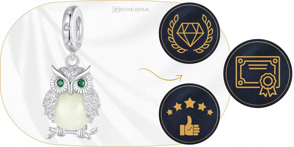 Charms Glowing Owl Fluo Pr 925 Pendant Bead Owl Wisdom