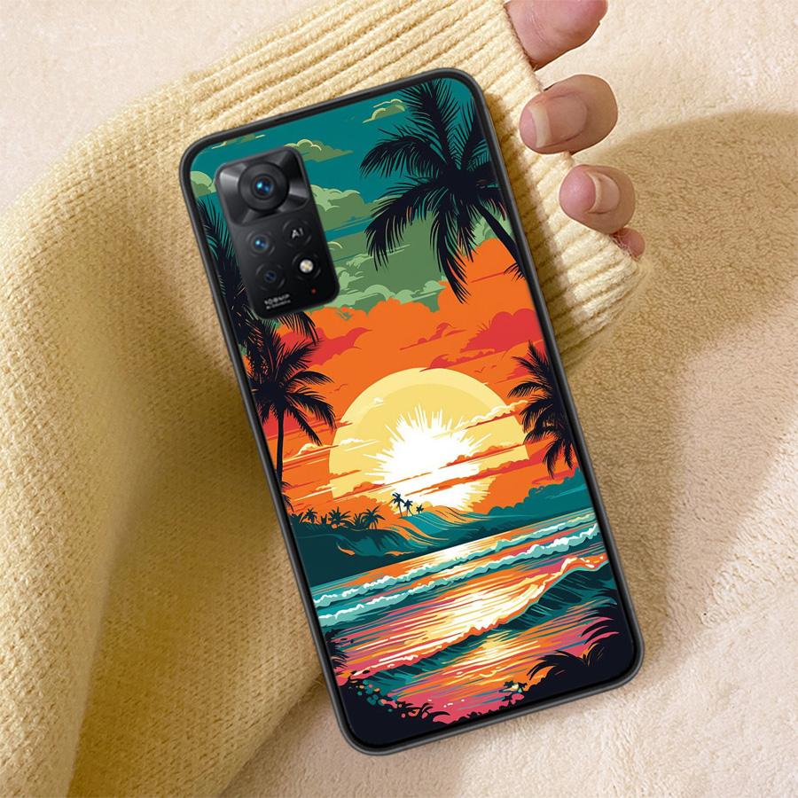 Beautiful Seaside Coconut Trees Phone Case For Redmi Note 13 14 15 Pro Plus 12 13C 12C 15C 9 10 10C 9T 9C 9A TPU Soft Cover Clea