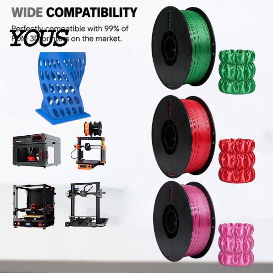 3D Print Filament Silk PLA Printer 1.75mm, 1Kg Spool, Low Warping No Clogging for Printing Projects, Neatly Wound Metal Texture Pla