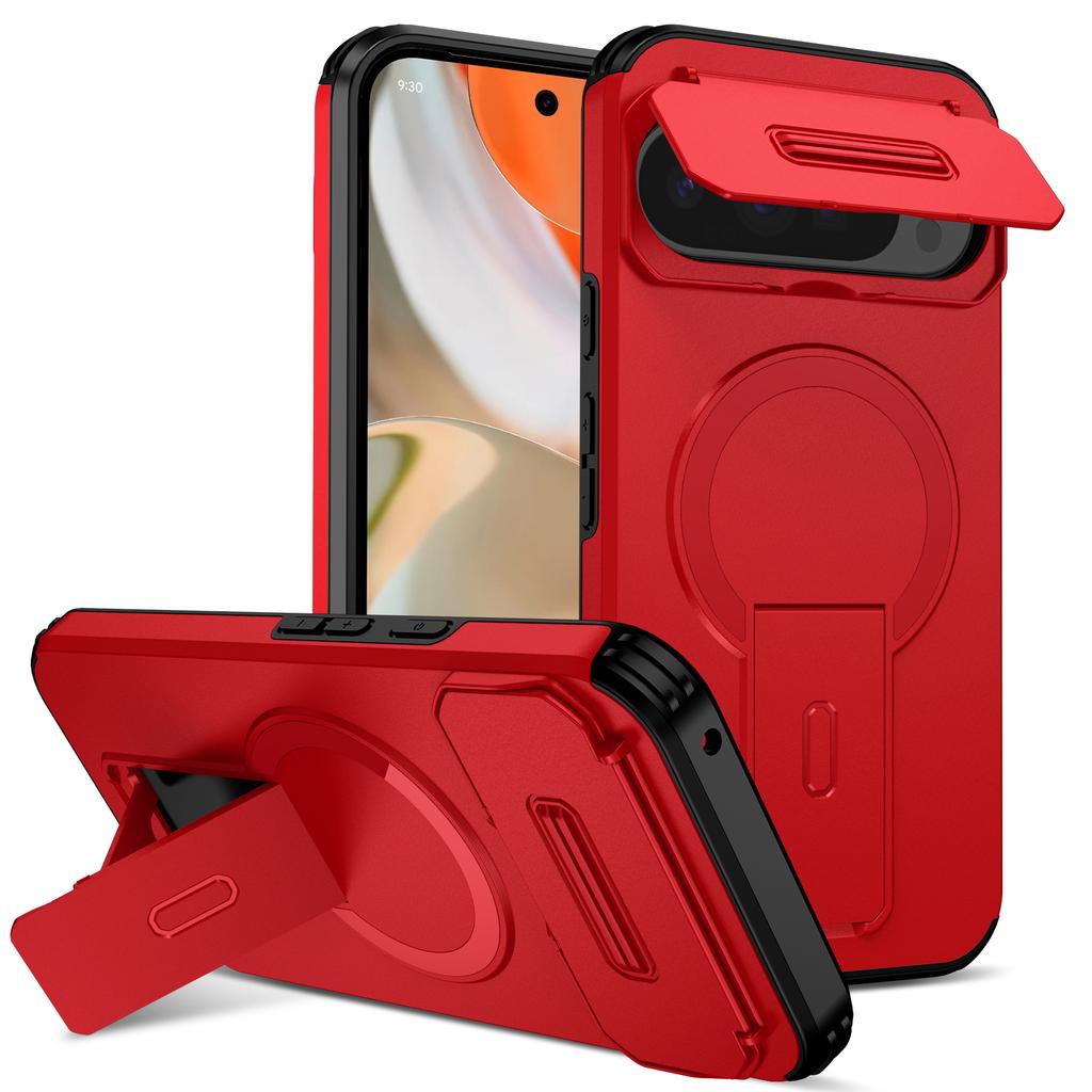 Case For Google Pixel 10 Pro XL Pixel 10 Pro 9A 9 Pro Armor Camera Lens Protect Magnetic Kickstand Shockproof Bumper Heavy Cover