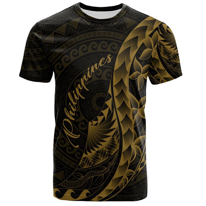 Harajuku 3D Philippinisches Nationalwappen Aufdruck T-Shirt Philippinen Maori Stammesstile Grafik-T-Shirts Mode-T-Shirts Kleidung