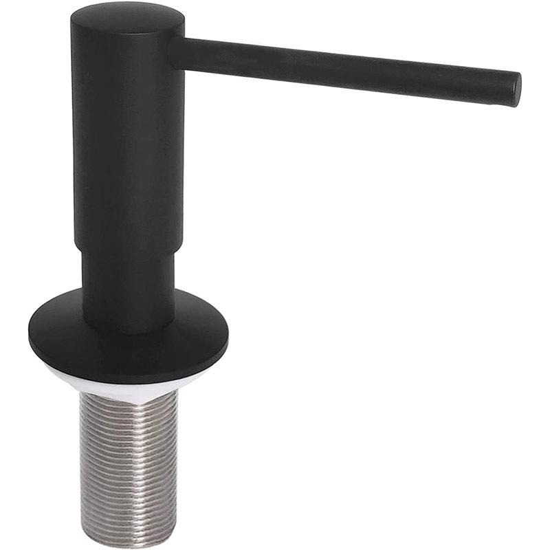 Matte Black Kitchen Sink Soap Dispenser, Press-Type, 500ml Capacity, Brass-Plated Threaded Tube