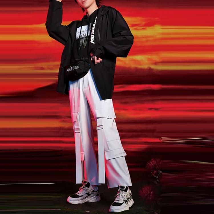 Li Ning CF Logo Solid Color Straight Leg Knitted Sports Pants Unisex pants AYKR992-1