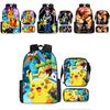 Pokmon Pikachu 3piece Backpack Set Waterproof Oxford Fabric For Elementary Students