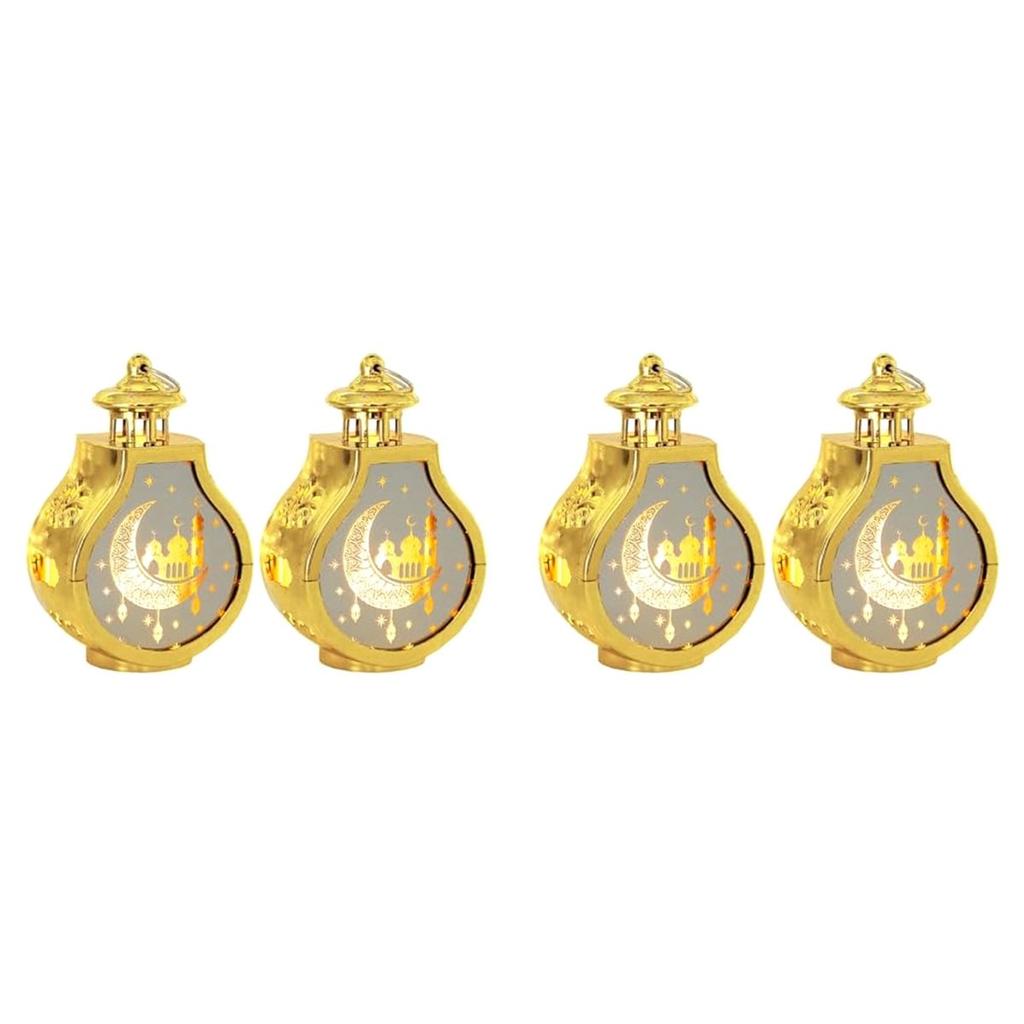 Premium-4 Pcs Ramadan Lantern Vintage Candle Lantern Decorative Hanging Lantern Eid Mubarak Lantern Gold Lantern Home Decor