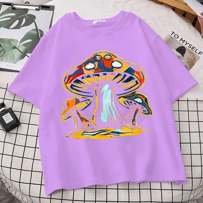 90s Retro Graphic Tees Women Summer Loose Vintage Boho Mushroom Women T Shirt Psychedelic Hippie Art Tshirt Clothing Tops Femme