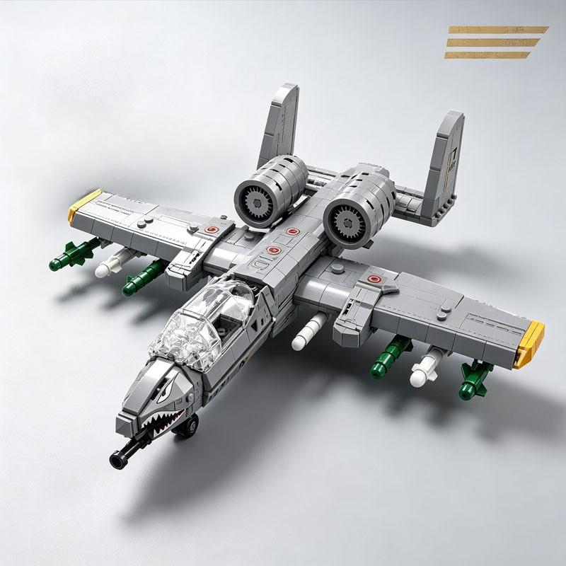 677 Teile Bausteine Spielzeug A-10 Düsenjäger Flugzeugmodell Montagebausteine Pädagogische Spielzeugsets Schreibtischdekoration Geschenke