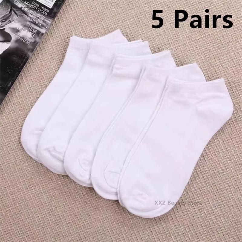 1/5/10 Pairs White Boat Socks For Women Men Invisible Low Cut Silicone Non-slip No-show Ankle Socks Casual Breathable Socks