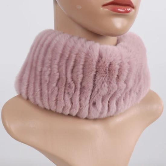 Women Winter Real Fur Hat Scarf 2 Pieces Knitted Rex Rabbit Fur Hat Top Natural Fox Fur Cap Scarves Sets Lady Warm Real Fur Caps