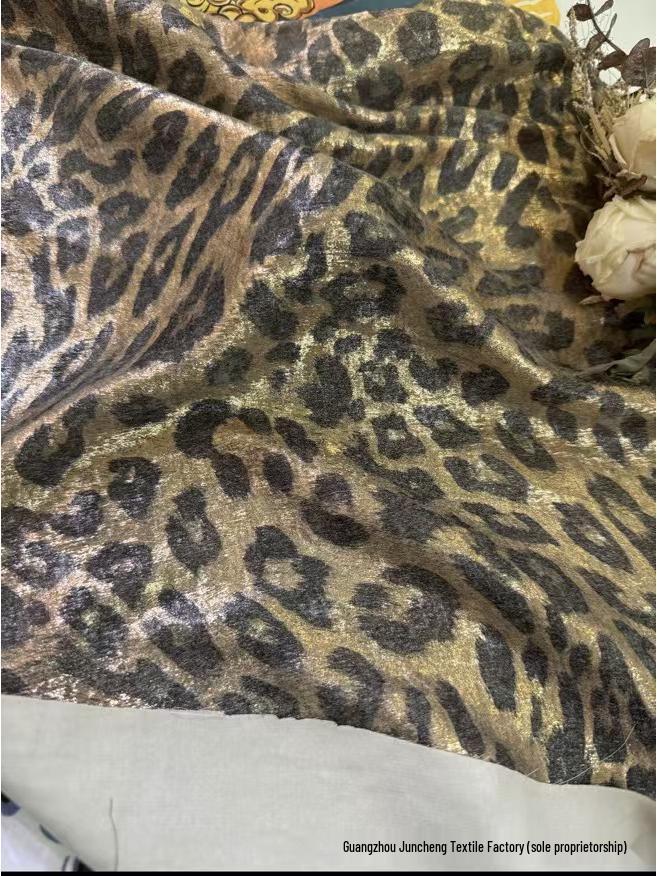 Leopard Velvet Metallic Silver Glitter Dress Fabric - Fashion Costume Performance Material
