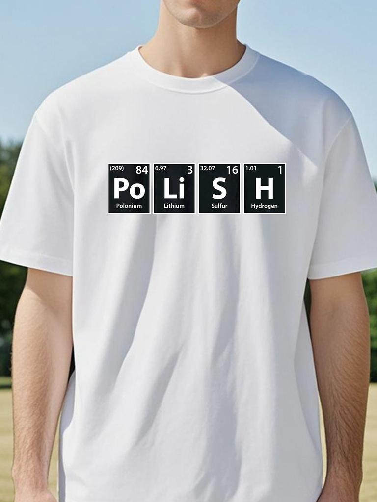Polish Periodic Spelling Print Graphic T Shirts Funny Unisex Fashion Cotton Short Sleeve Oneck Harajuku Poland Tshirt