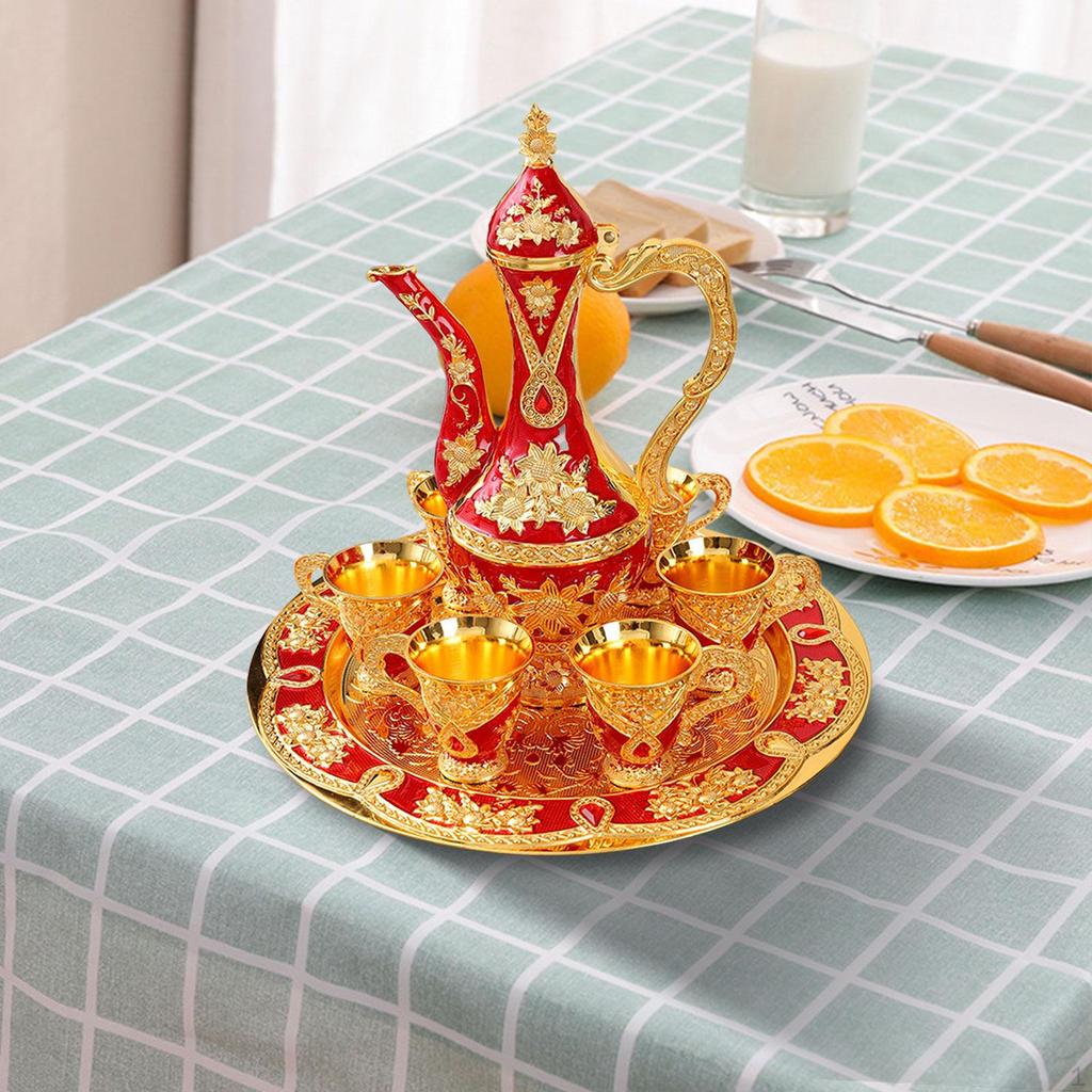 Elegant Turkish Coffee Set with Pot and Tea Cups - Stylish Beverage Drinkware for Home Decor