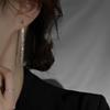 Luxury Sparkling 925 Sterling Silver Full Zircon Long Tassel Stud Earrings for Women Girl Dinner Party Jewelry Accessories Gifts