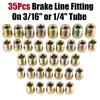 35Pcs Car Brake Line Fitting Nuts Kit For Inverted Flares On 3/16" (19Pcs) 1/4" (16Pcs) Tube Tubing Iron Plating Zinc Nuts Kit