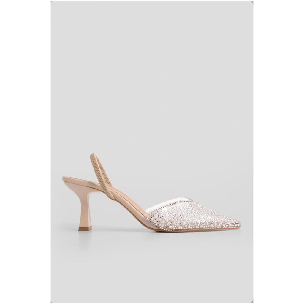 Female Stiletto Stone Pointed Nose Behind Open Evening Evening Heel Shoes