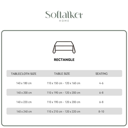Softalker Water-Repellent Tablecloth, 140x180cm, Rectangular, Linen-Based, Stain-Resistant, Easy to Clean, Solid Color, Durable, Waterproof, Oil-Resis