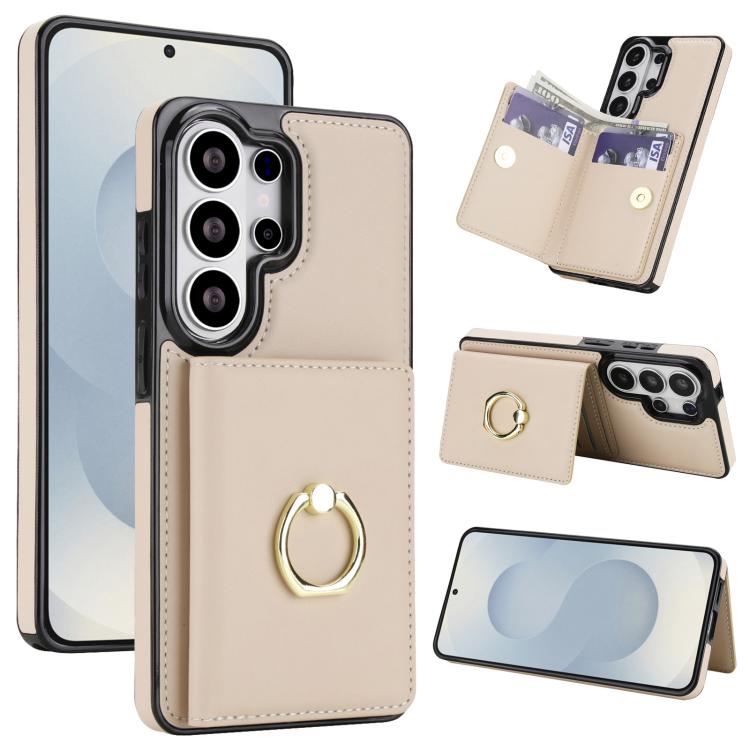 RFID Anti-theft Ring Holder Card Slot Phone Case For Samsung Galaxy S26+ 5G, PU Leather Shockproof Protective Cover