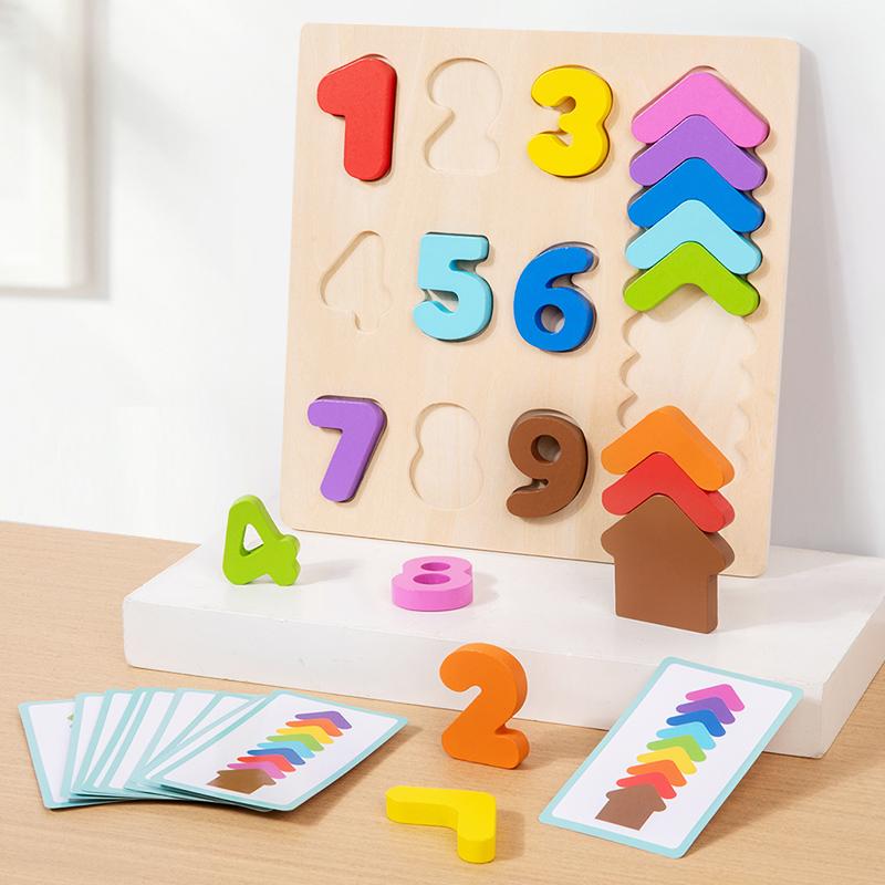 Wooden Digital Color Matching Board, Numbers Cognitive Color Pairing Educational Game, Digital Puzzle