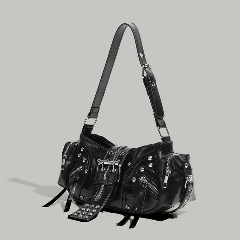 Crossbody Bag Vintage Motorcycle Bag Rivet Underarm Bag Trendy For Daily Commute Elegant Outfits Fashion Street