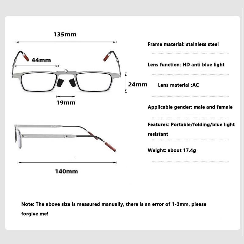 Portable Folding Reading Glasses Women Men Anti-Blue Light Ultra Thin Computer Sticky Phone Spectacles Ultra-Thin Glasses Case