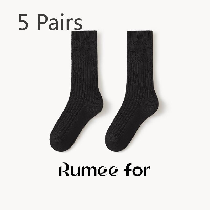 

5 Pairs of Female Spring and Autumn High Waist Long Pile Socks Beggar Socks 5 Pairs чёрный