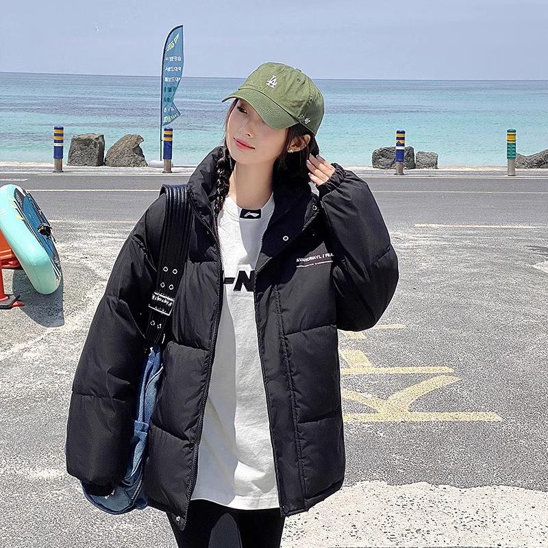 

Женская зимняя хлопковая куртка в стиле колледжа 2024 года со стойкой - корейская версия, простая, универсальная и стильная XL