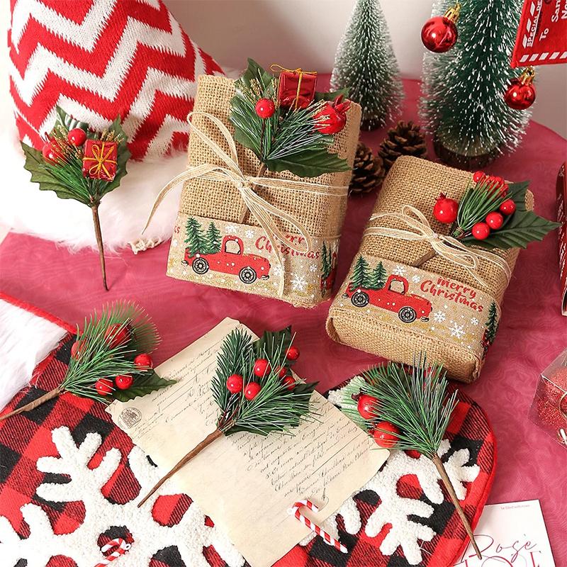 Weihnachten Rote Beere Künstliche Blumen Tannenzapfen Zweig Weihnachtsbaum Weihnachtsdekorationen Heimdeko Neujahr 2025 Ornamente Geschenke