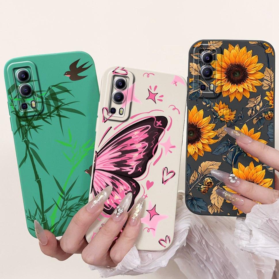 For Vivo Y72 5G Casing V2041 Colorful Flower Cartoon Cover Silicone Soft TPU Phone Case For Vivo Y 72 Y72  5G Coque Fundas Capas