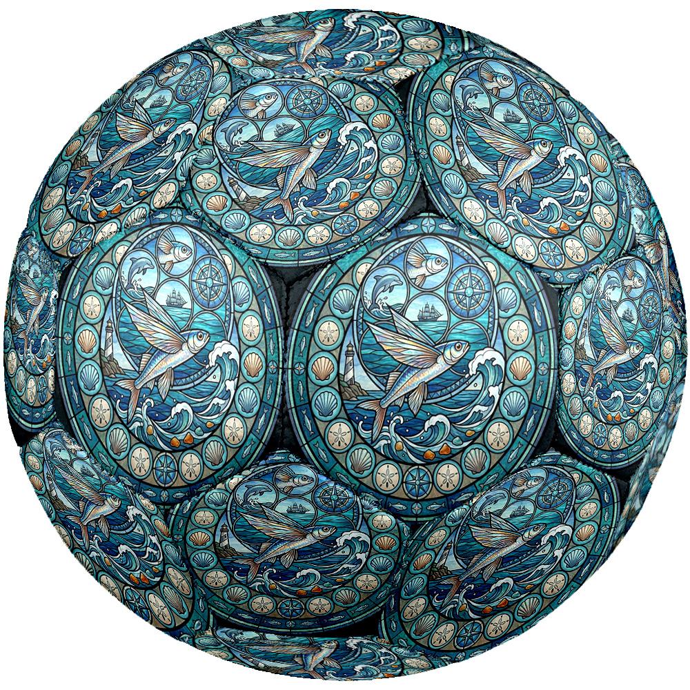Marine Life Glass Round Football Size 5 Adult Ball Suitable for Training Matches and Outdoor Team.