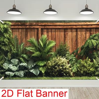2D Exotische Dschungel-Laubwerk Holzsichtschutzzaun Fotohintergrund