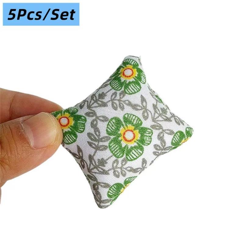 5/10 Pcs 1:12 Dollhouse Miniatures Cushions Floral Fabric Cushion Pillow Model Ornament Pretend Play Toy DIY Accessory Gift