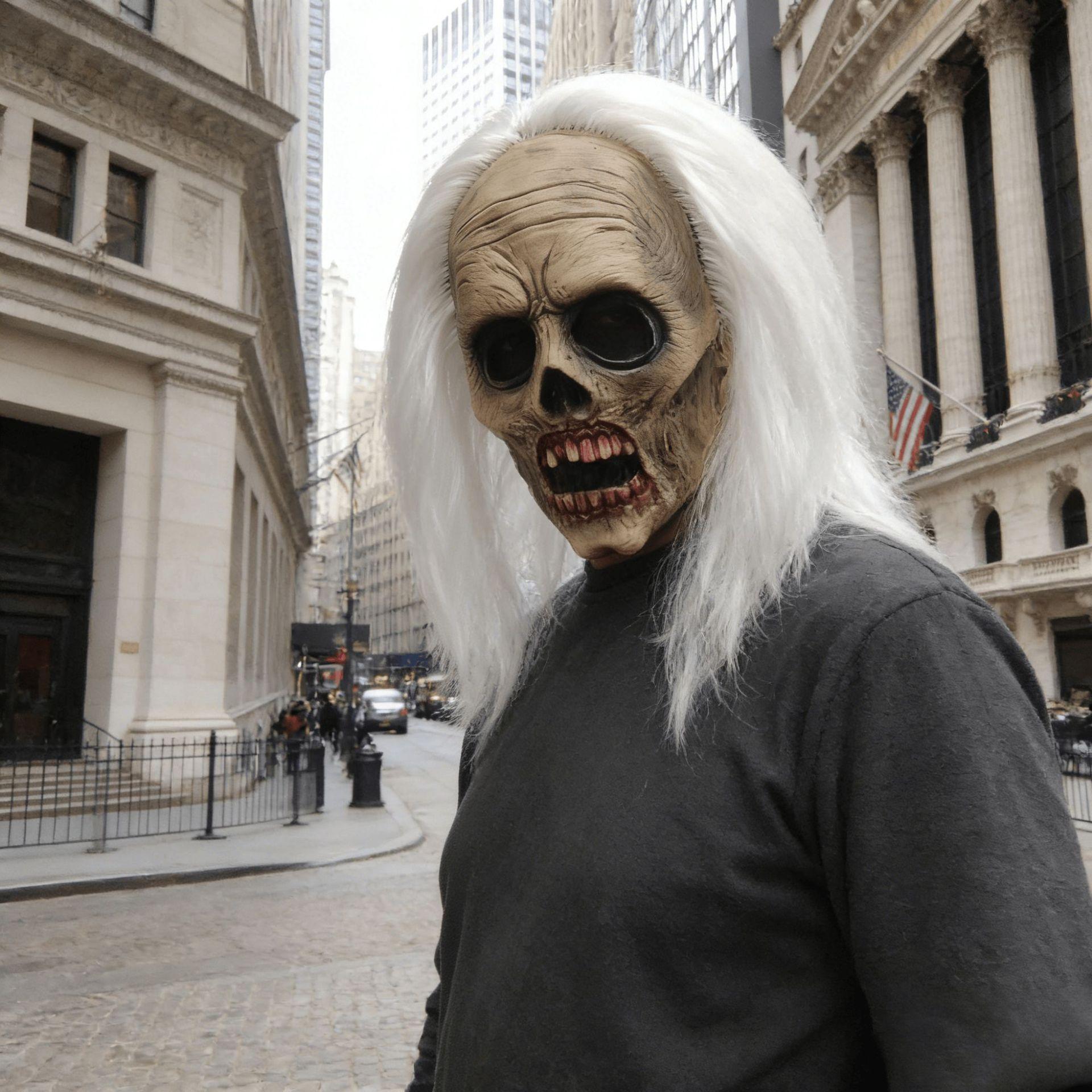 Halloween Horror Mask White-Haired Zombie Latex Headgear Costume White-haired zombie