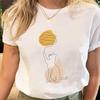 Women Print Tees Tshirt Female Clothes Regular Short Sleeve Tops Cat Simple Cute Print Ladies Fashion Cartoon Graphic T-Shirt