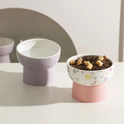 Cat Bowl Ceramic Cat Food Bowl Dog Bowl Food Bowl Rice Bowl Large-diameter Water Bowl Slanted Mouth Bowl Anti Knock Pet Supplies