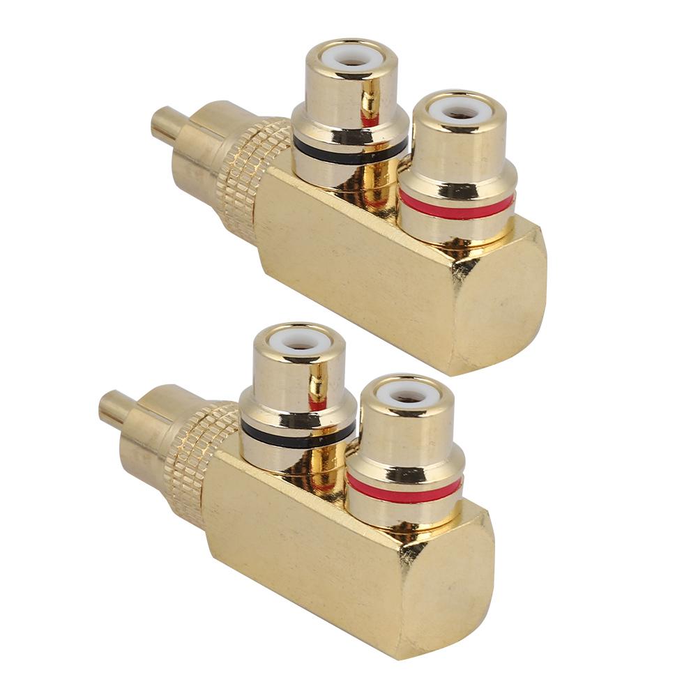 2 stk. AV-splitterplugg RCA hann til 2 hunn lyd- og videoadapterkontakt