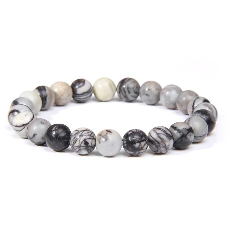 8Mm Natural Stone Bead Bracelet Men's Turquoise Elastic Bracelet.